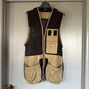 FIELDLINE Mens Hunting Vest Shooting Fishing Vented Mesh Black Khaki Med Large